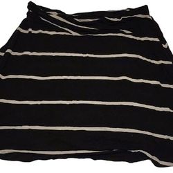 Cason Black And White Striped Knit Detail Casual Skirt - Size S