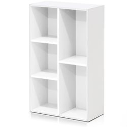 Furinno-Reed-31-5-in-Tall-White-Wood-5-Cube-Bookcase
