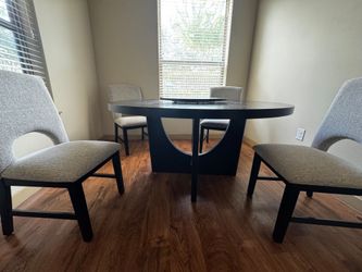 Black Wood Round Dining Table with chairs