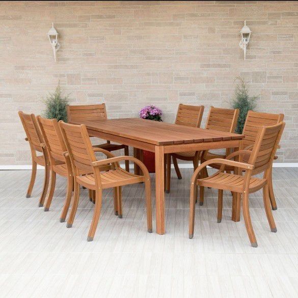 BRAND NEW Open Box 9 Piece Rectangular Dining Set 100% Solid FSC Hardwood Ideal Furniture Set for Outdoor