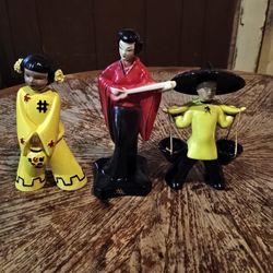 Porcelain Asian Girl, Asian Water Boy & Red Geisha Girl