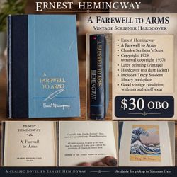 Vintage Ernest Hemingway – A Farewell to Arms – Scribner Hardcover – $30 OBO