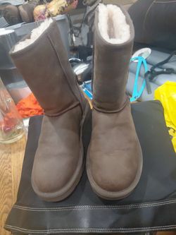 Brown Leather Shearling Short Boots