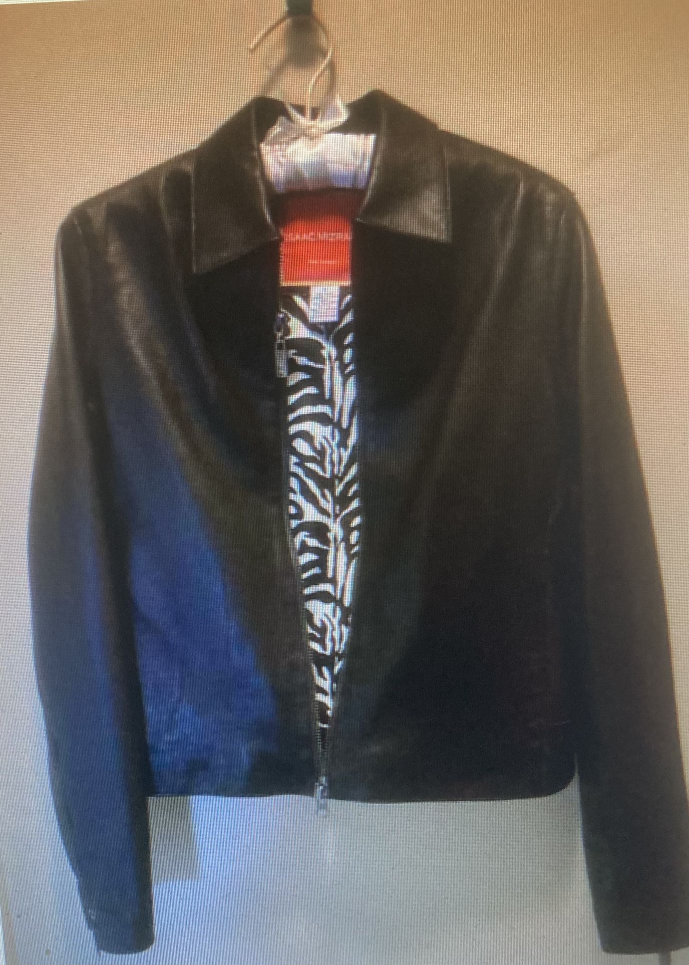 NEW Faux, Leather Zippered Motor Jacket Size S