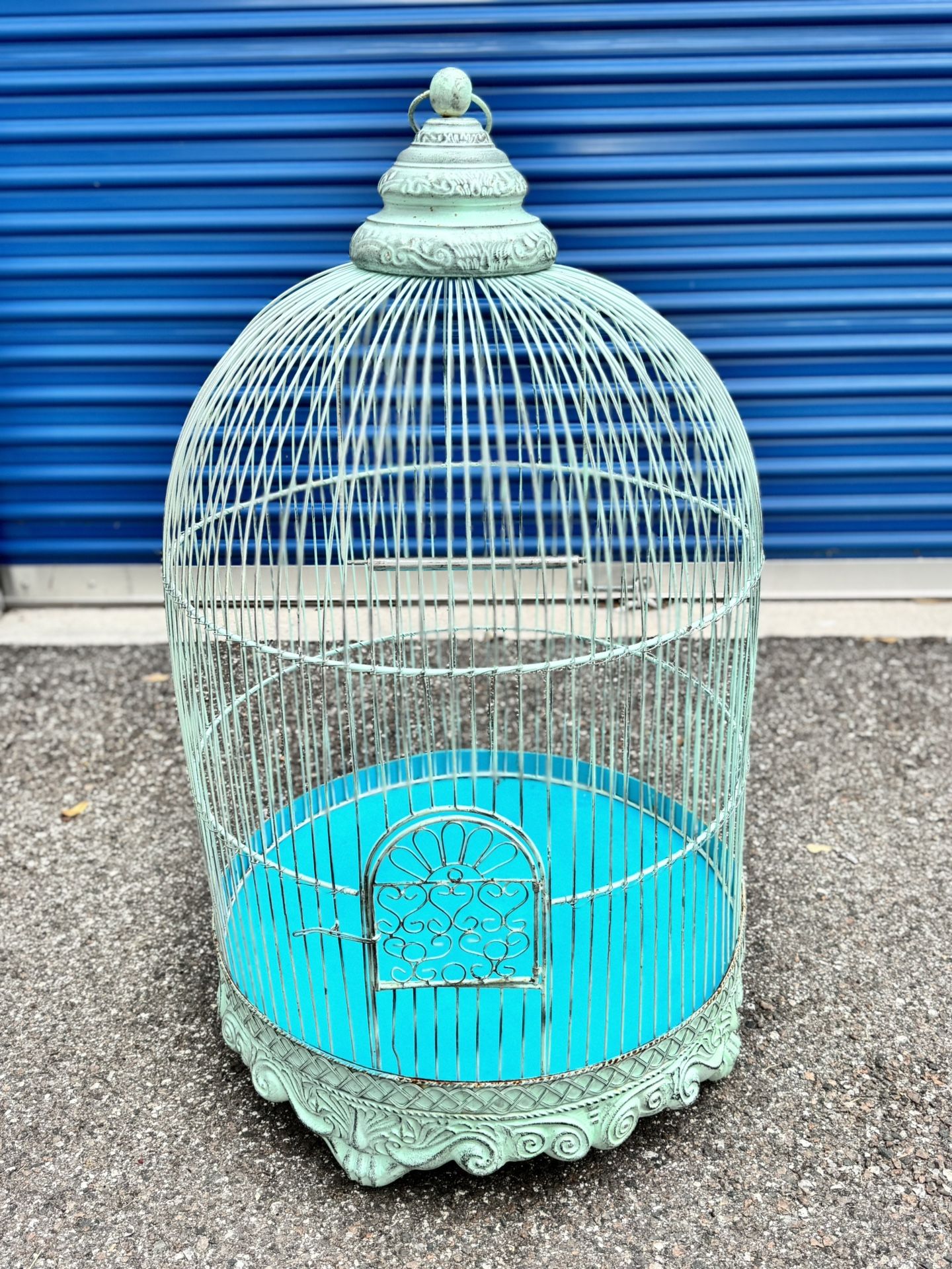 VINTAGE VICTORIAN STYLE BIRD CAGE COASTAL BLUE