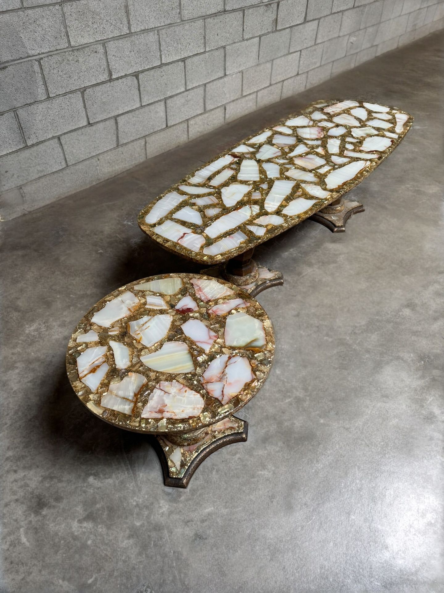 MCM Hollywood Regency Arturo Pani Onyx Coffee Table Set - π WE DELIVER & FINANCE πΈ