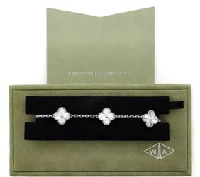 Van Cleef Vintage Alhambra 5 Motifs Bracelet 18k White Gold
