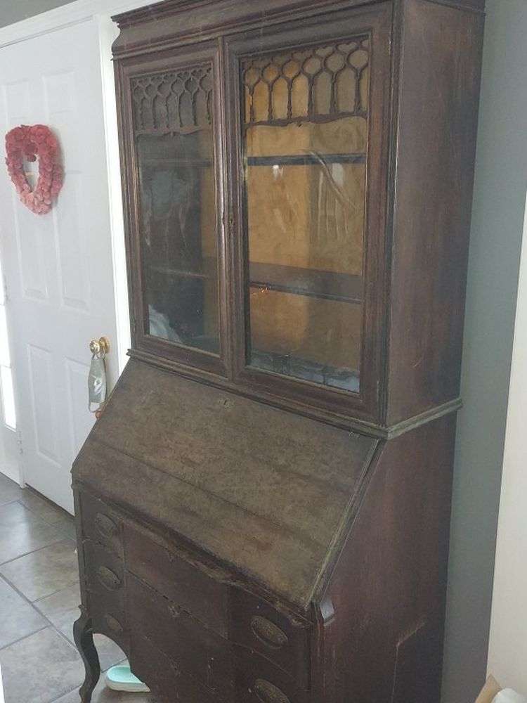 Vintage antique secretary dresser China cabinet