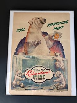 Richardson’s Mints 10x14 Advertisement. Framed