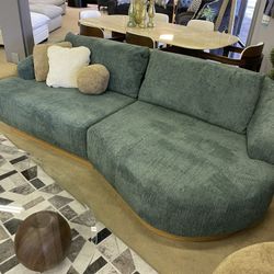 Palermo Teal Curved 2-piece Sectional Sofa