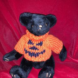 1997 Ganz Pumpkin Black Jointed Collectible Teddy Bear🎃