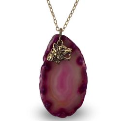 Jami Pink Agate Slice Necklace 