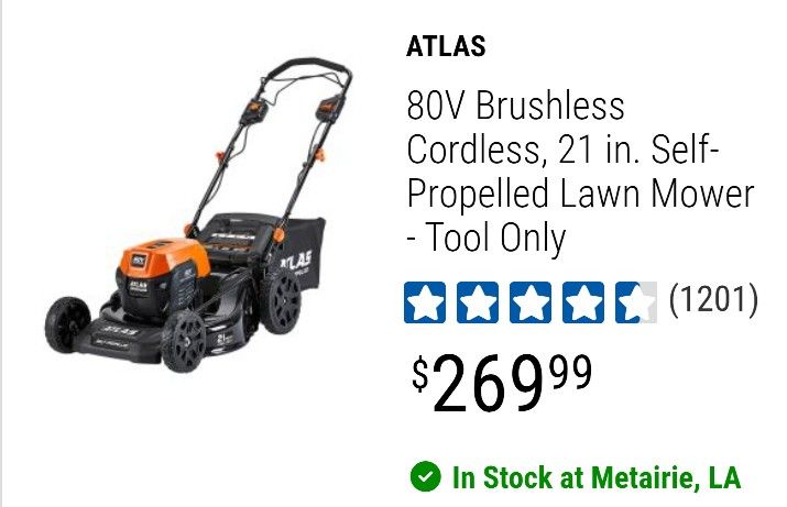 HOT 80 Volt Atlas Self Propelled Mower SELF PROPELLED 80