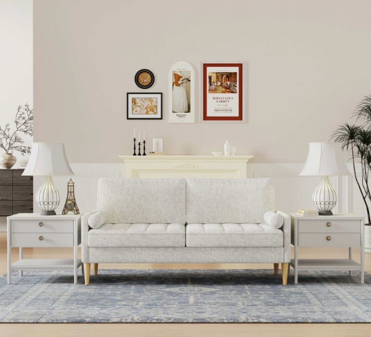Beige 67.7'' 3 Seater Sofa Couch for Living Room, Modern Sofa, Small Couches