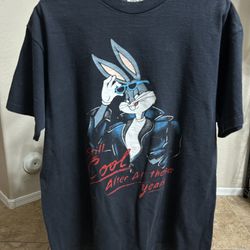 1990 Vintage Single Stitch Bug Bunny Biker Shirt Size XL