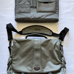Tumi 506pw Laptop Briefcase Messenger Bag Leather & Ballistic Nylon