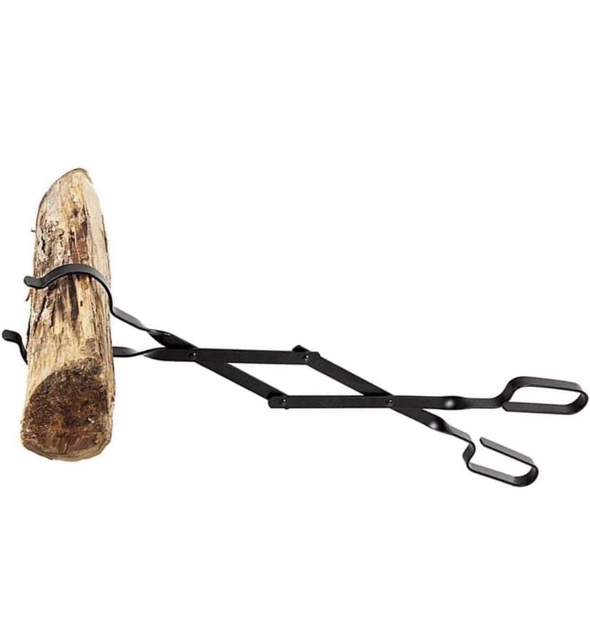 26” Firewood Log Tongs Tool New In Box Wrought Iron Metal