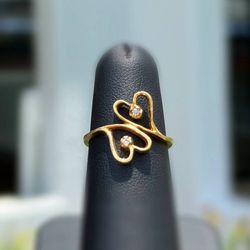 Jewelry 14k solid yellow gold heart natural diamond 0.010CTW ring size 6.25