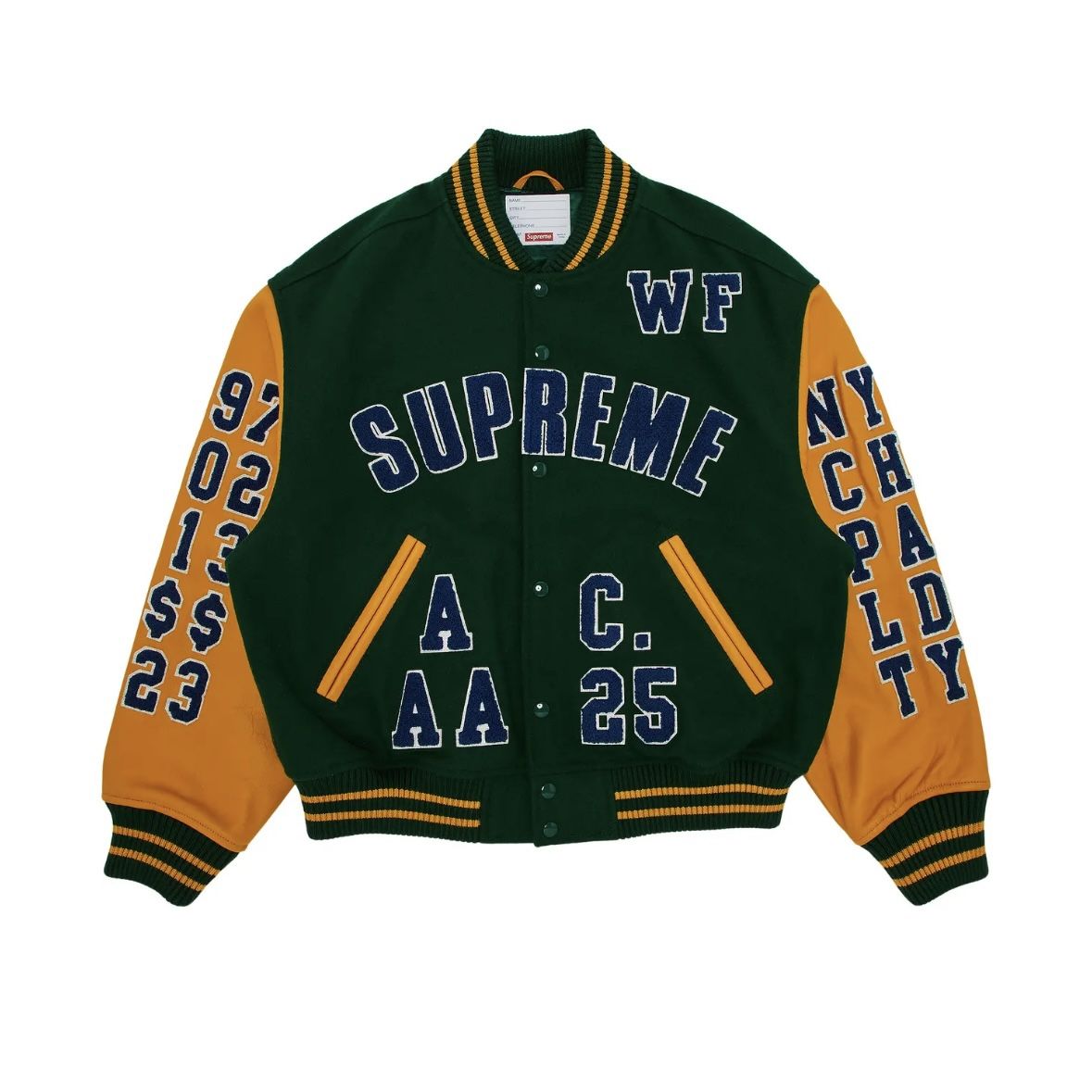 Supreme, Praises Varsity Jacket, Green/Yellow, Size M