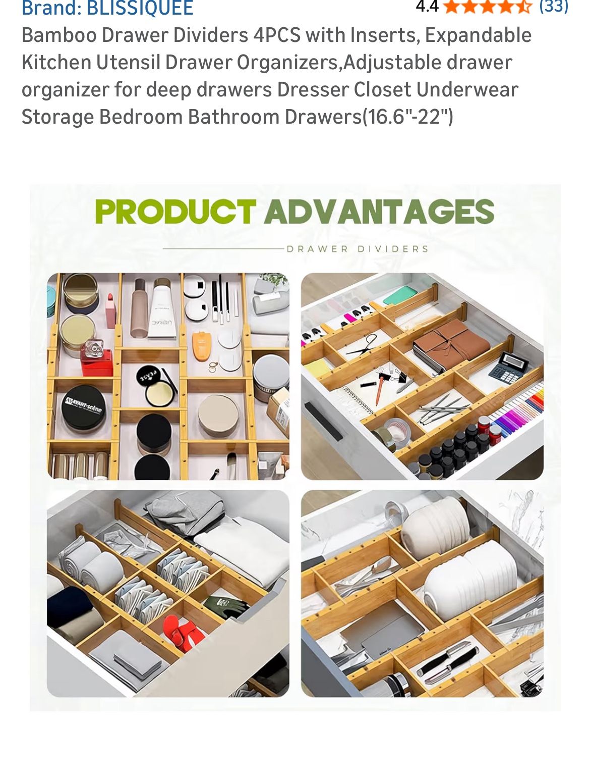 Bamboo Drawer Dividers 