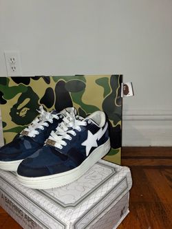 A bathing ape bape sta lows (camo navy)  size 9