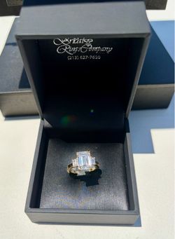 Emerald Cut Lab Created Diamond 3.37 ct Center Stone Size 5 1/4