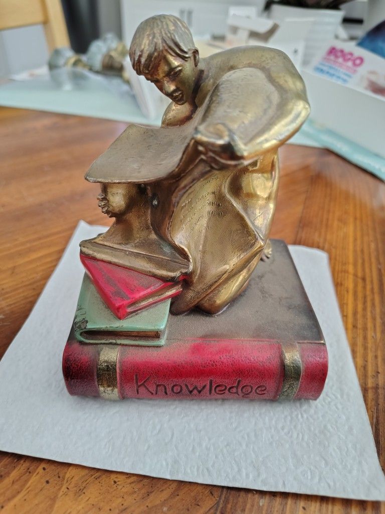 Vintage/Antique? Brass/Bronze? "Knowledge" Themed Bookend