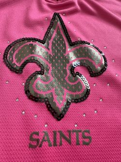 New Orleans Saints Pink Sequin Jersey Top. Size medium.