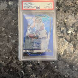 Zay flowers 2024 prism auto blue shimmer PSADNA CERT mint nine auto 10 pop one out of 25