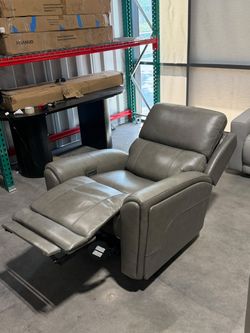 Gray Leather Power Recliner Chair