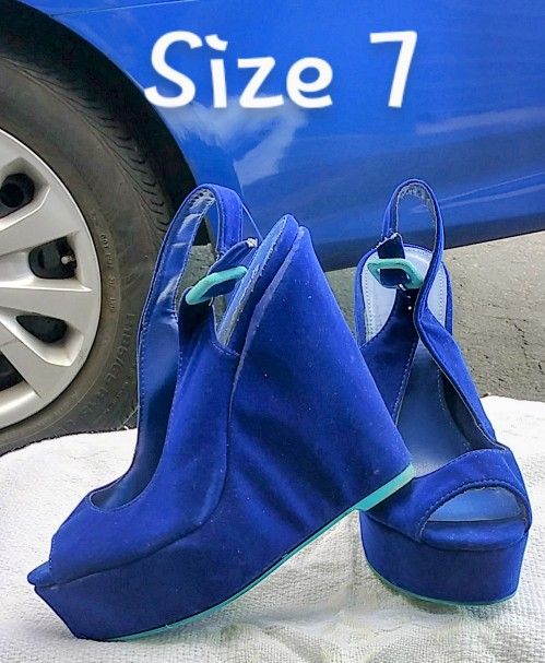 Blue Wedges By Qupid