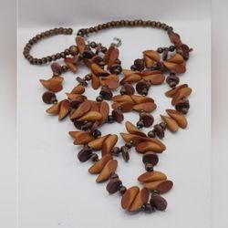 Wooden beaded necklacecolorful spacer beads, 3 strands