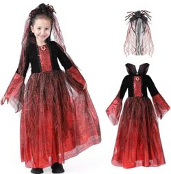 Girls size 7-9 Vampire Halloween Costume with Spider Headband
