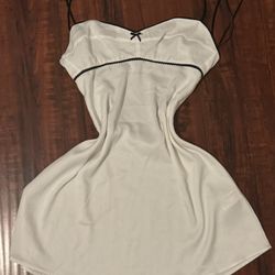 White Zara babydoll dress with black trim
