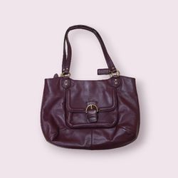 Auth. COACH Campbell  Leather Belle Carryall Handbag Bordeaux
