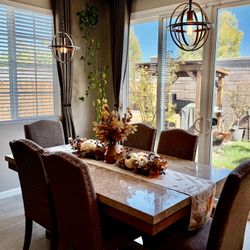 6-Chair Marble Dining Table Set – Great Condition