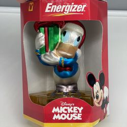 Vintage Energizer Disney Donald Duck Blown Glass Christmas Ornament 2000