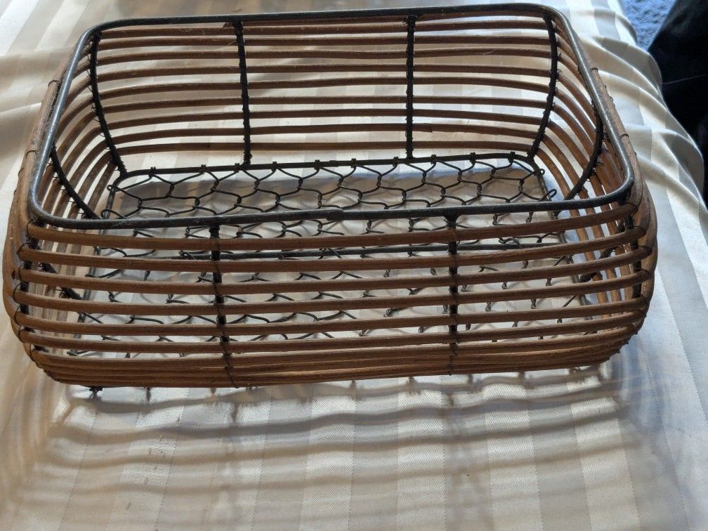 Wire And Wood Basket