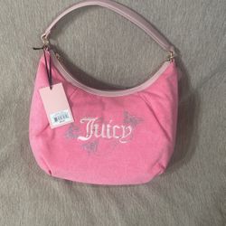 Juicy Couture Winging It Terry Hobo Bag Pink Lemonade Butterfly Bling NEW