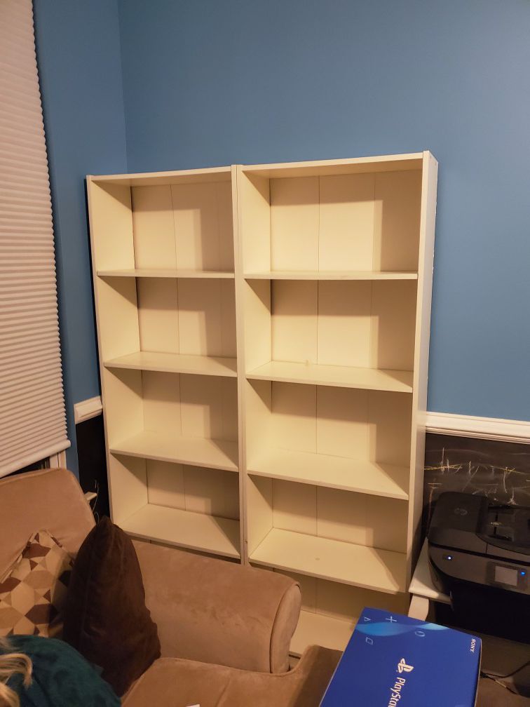 Bookshelves and office chair