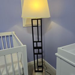 Perry 64 in. Geometric-sculptured, Black and Brushed Steel Floor Lamp