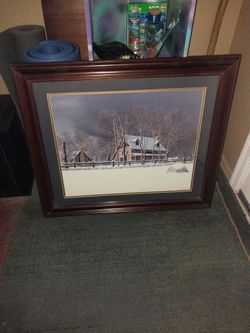 28x24 Bob Timberlake Matted And Framed Winter Scene