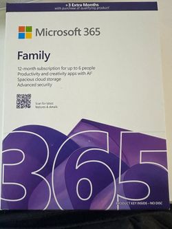 Microsoft 365 Family 6 User PC /Mac License – 12 Month Subscription Product Key