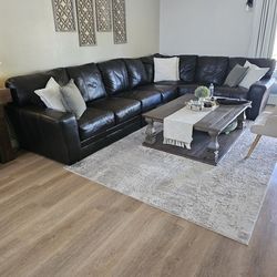 Top grain lather sectional