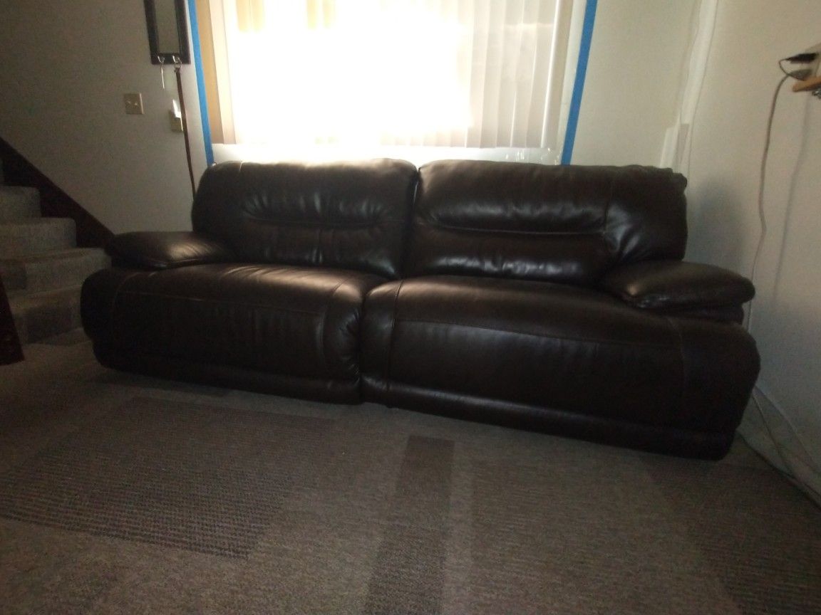 Ashley Dark Brown Leather Double Recliner Couch