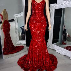 red sequin dress