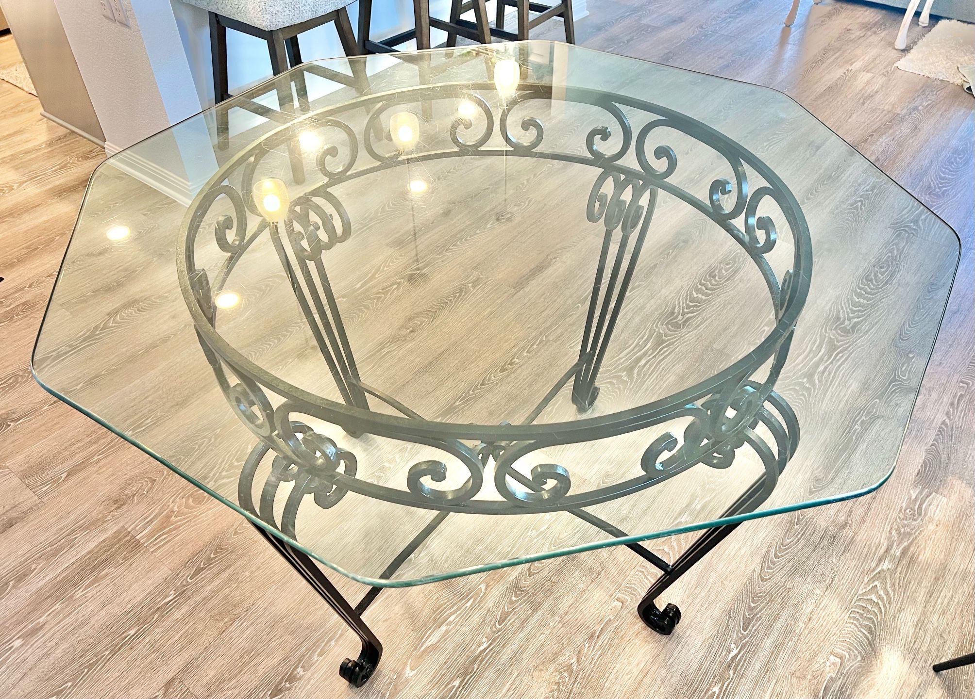 Glass Top Table With Black Metal Frame