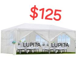 10'x20' Outdoor Party Tent, Large Wedding Birthday Tents for Parties, White Canopy Tent with 6 Removable Sidewalls