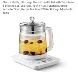 Electric Kettle, 1.8L Large Electric Health Pot with Tea Infuser