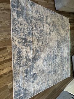 Square 6’7” Area Rug Blue and Beige